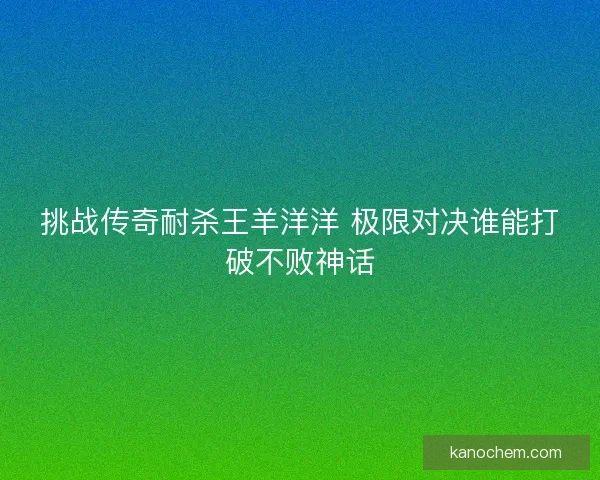挑战传奇耐杀王羊洋洋 极限对决谁能打破不败神话
